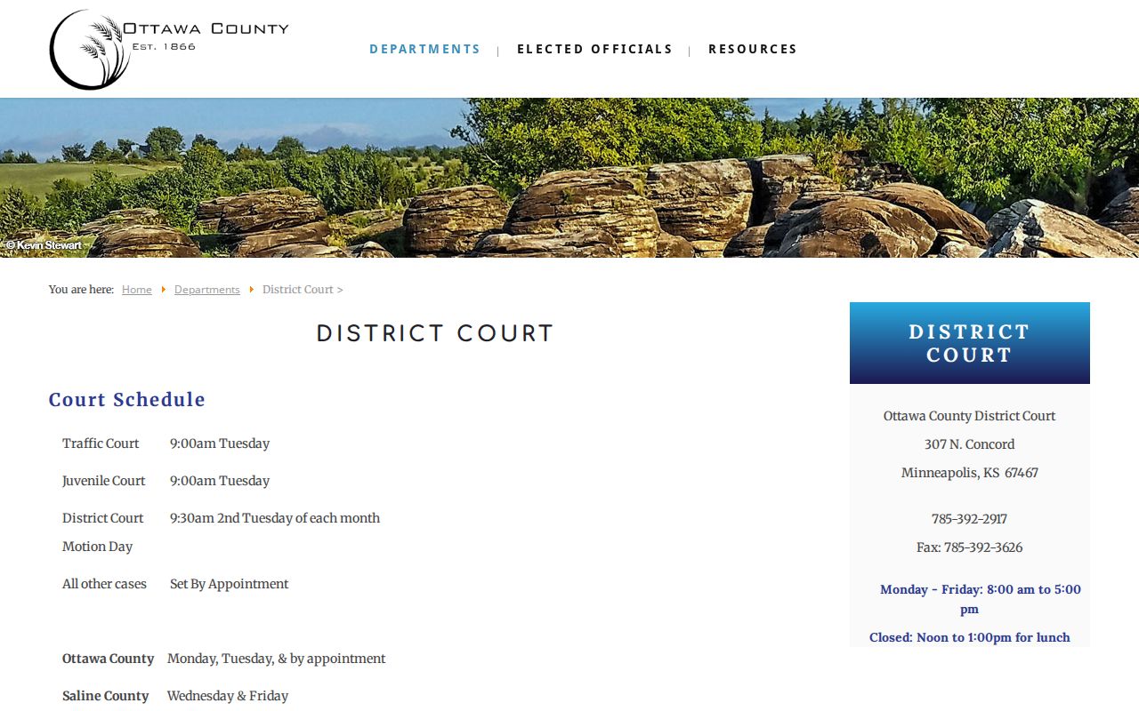 Ottawa County District Court schedule and courthouse contact information