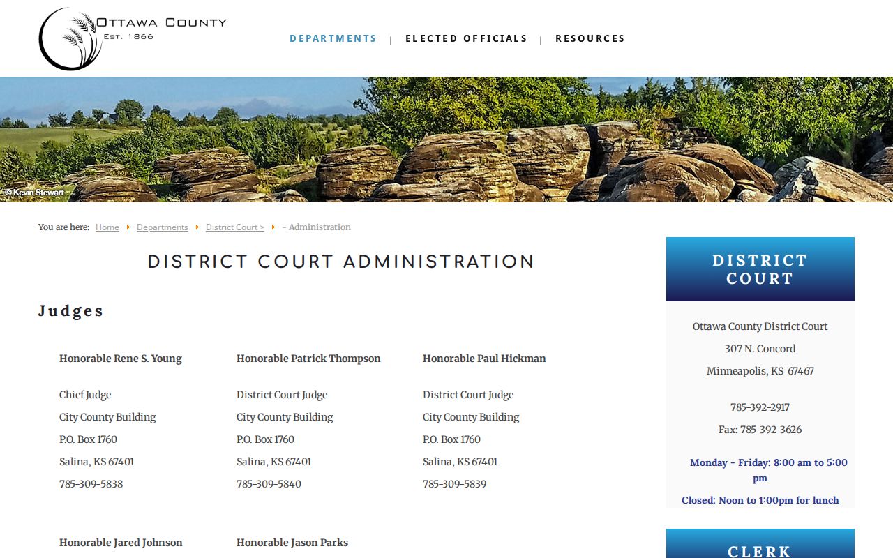 Ottawa County District Court judge and clerk contact listing