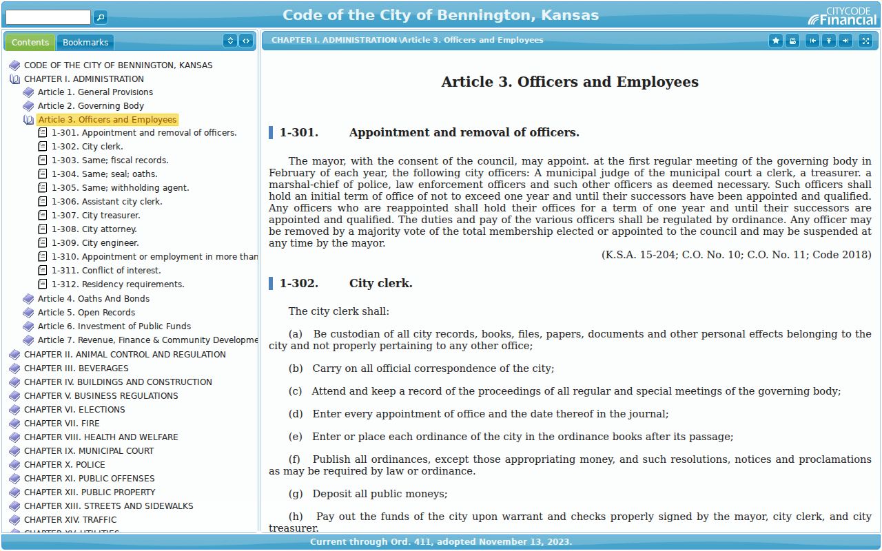 Ottawa County traffic court records Bennington judge and clerk provisions